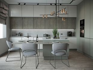 Идеи для кухни в серых тонах.